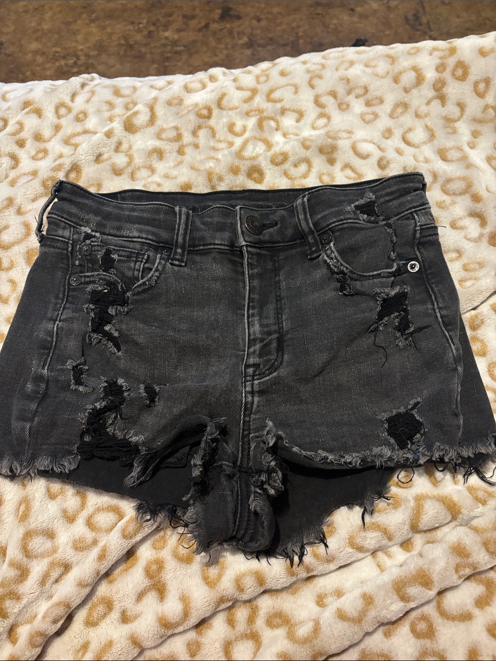 American Eagle Outfitters Black Distressed Denim Shorts